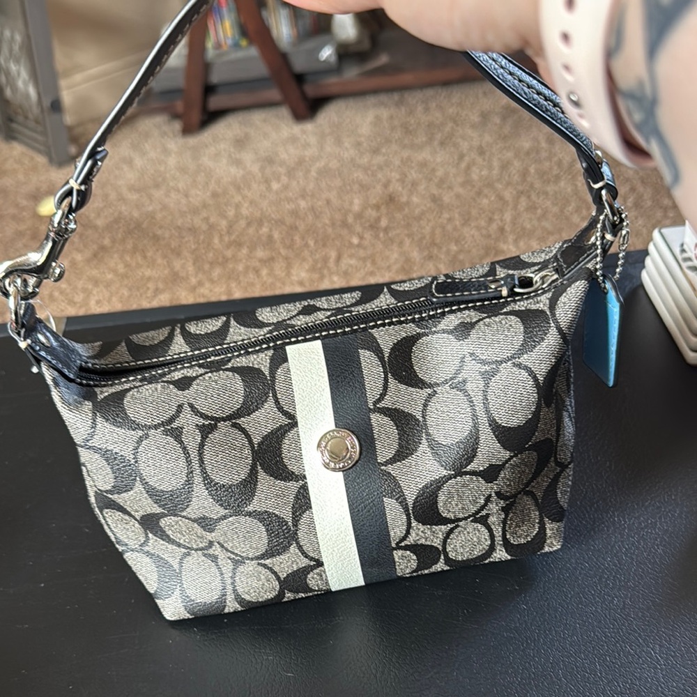 Coach Black and Cream Signature Bag